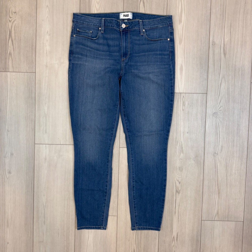 Paige Verdugo Ankle Skinny Jeans Tristan Blue Mid Rise Size 32